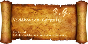 Vidákovics Gergely névjegykártya